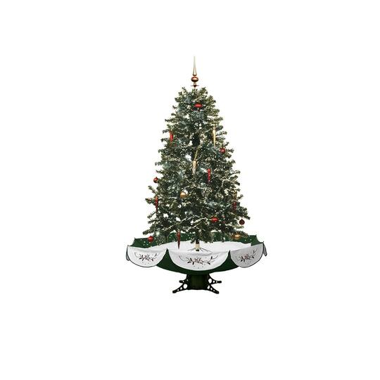 5.5ft. Pre-Lit Medium Musical Snowing Artificial Christmas Tree with Umbrella Base, Blue LED Lights